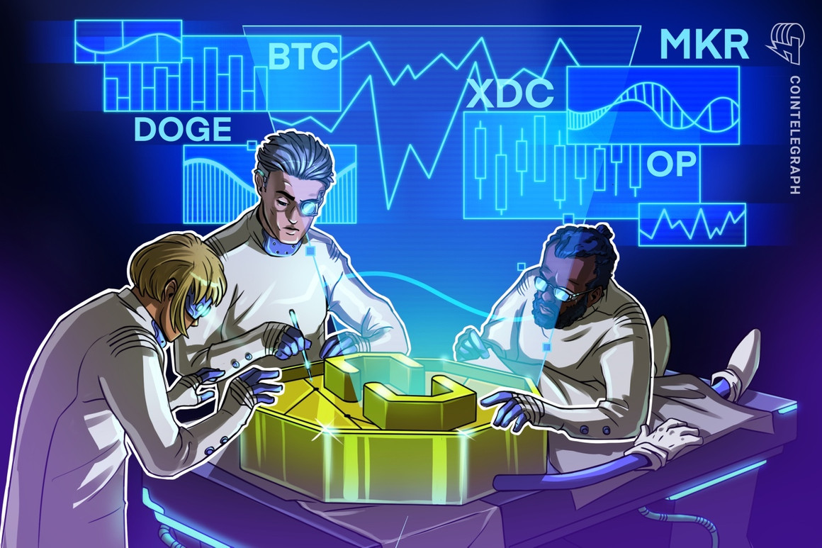 DOGE, MKR, OP and XDC gather strength as Bitcoin price remains range-bound